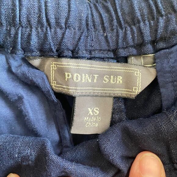 POINT SUR x J CREW Blue Green SEASIDE linen drawstring pull on Shorts size XS - Picture 4 of 13